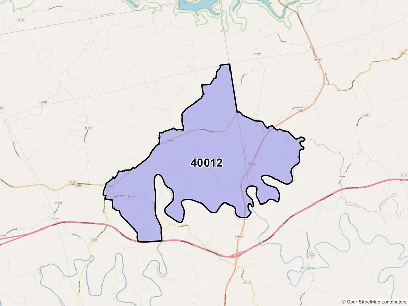 Map of ZIP Code 40012 — Chaplin, KY