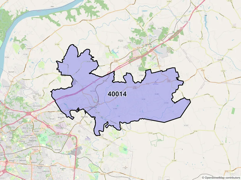 Map of ZIP Code 40014 — Crestwood, KY