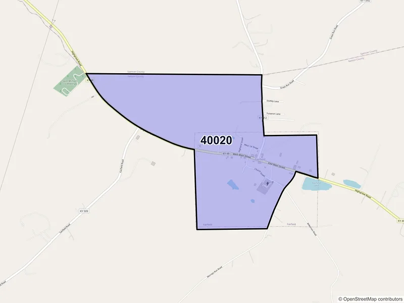 Map of Fairfield, Kentucky and ZIP codes