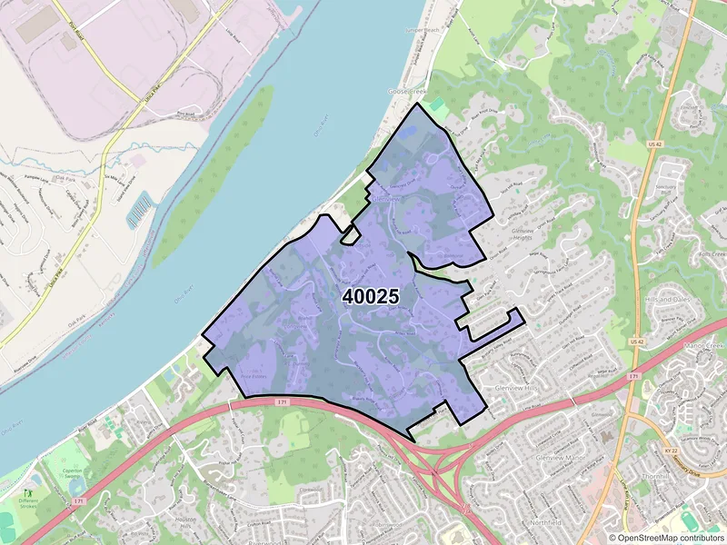 Map of Glenview, Kentucky and ZIP codes