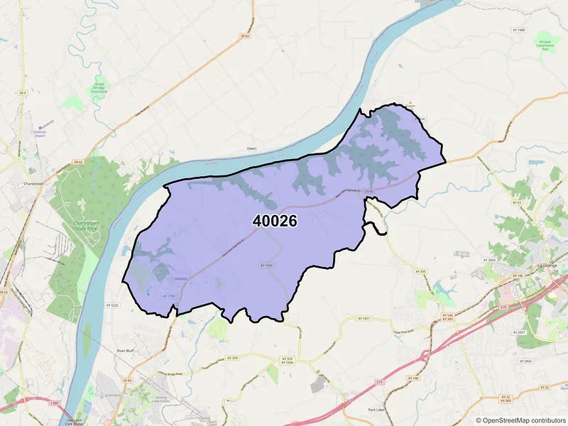 Map of ZIP Code 40026 — Goshen, KY
