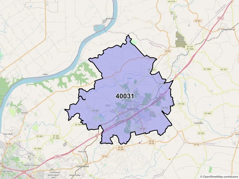 Map of ZIP Code 40031 — La Grange, KY