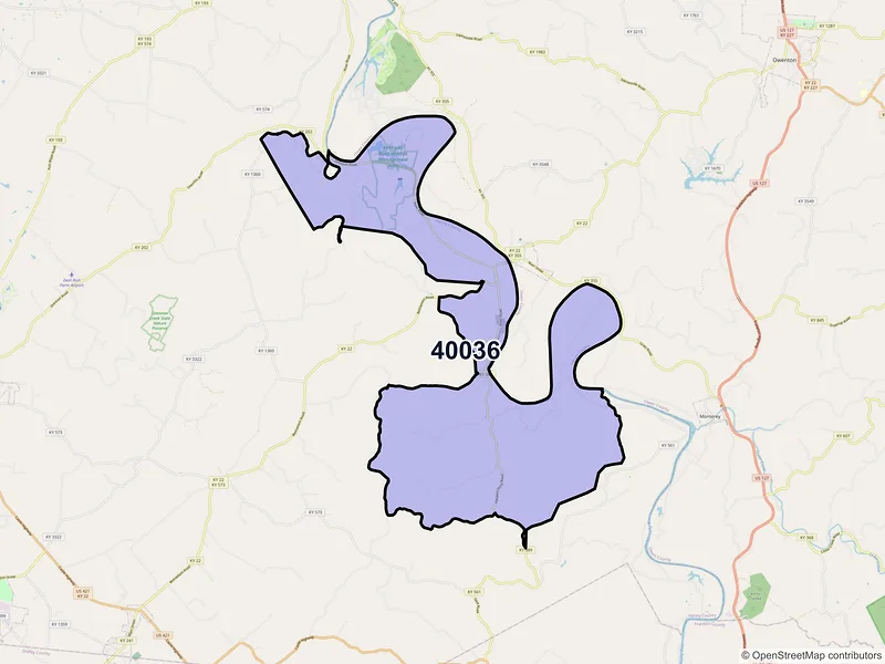 Map of ZIP Code 40036 — Lockport, KY