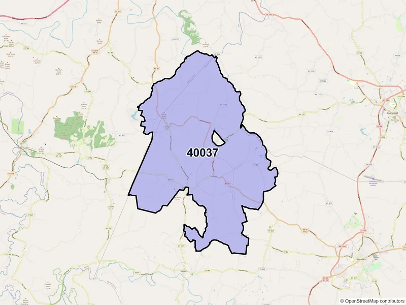 Map of Loretto, Kentucky and ZIP codes