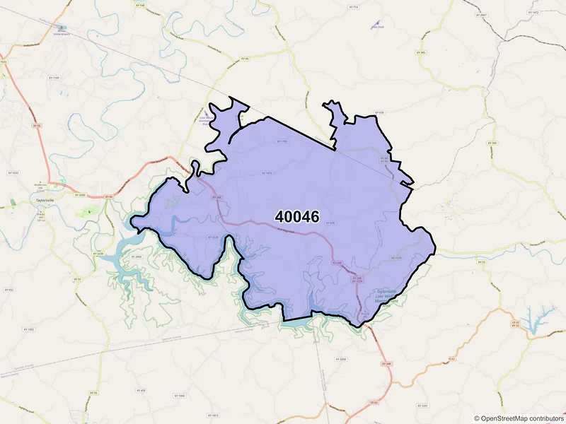 Map of ZIP Code 40046 — Mount Eden, KY