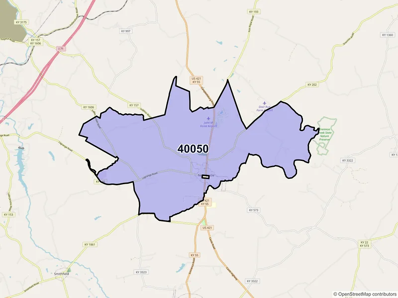 Map of New Castle, Kentucky and ZIP codes
