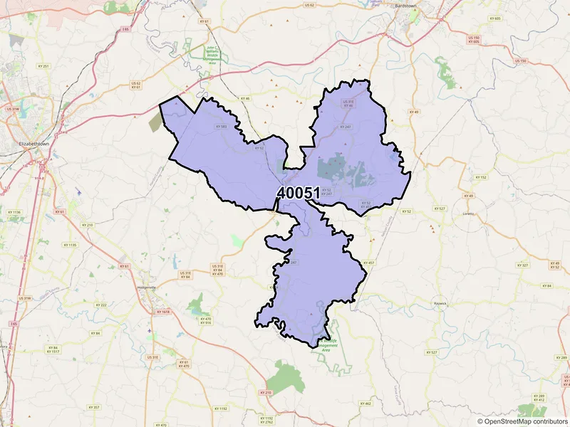 Map of ZIP Code 40051 — New Haven, KY