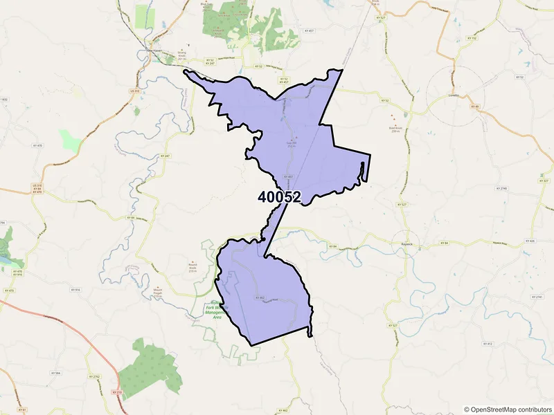 Map of ZIP Code 40052 — New Hope, KY