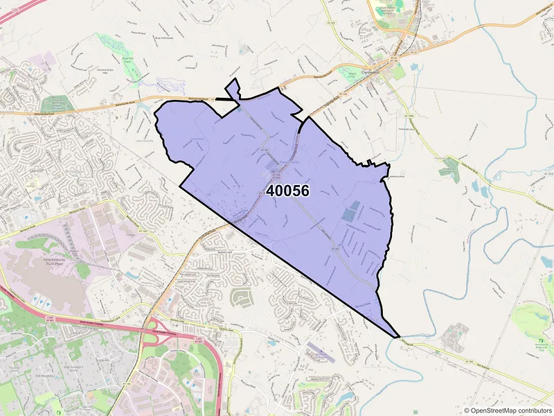 Map of Pewee Valley, Kentucky and ZIP codes