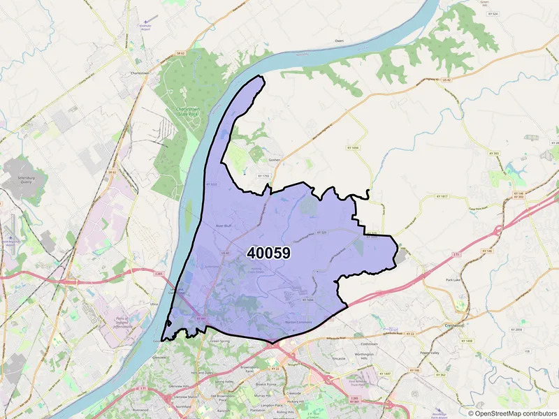 Map of ZIP Code 40059 — Prospect, KY