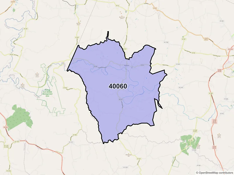 Map of ZIP Code 40060 — Raywick, KY
