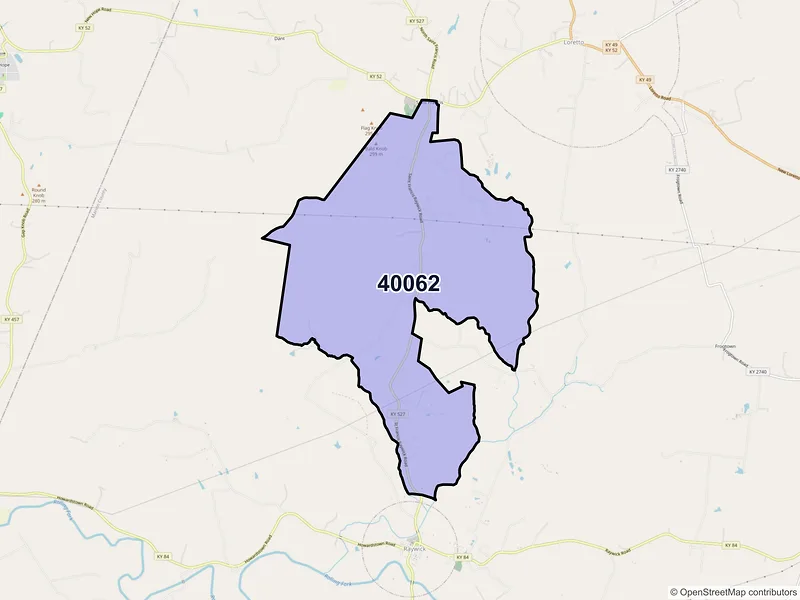 Map of ZIP Code 40062 — Saint Francis, KY