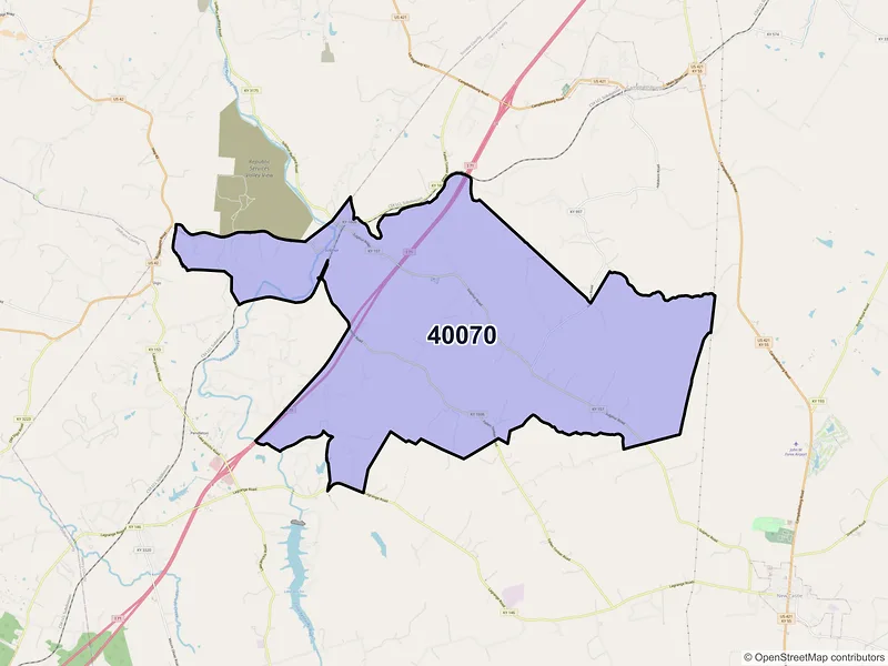 Map of ZIP Code 40070 — Sulphur, KY