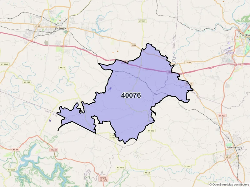 Map of Waddy, Kentucky and ZIP codes