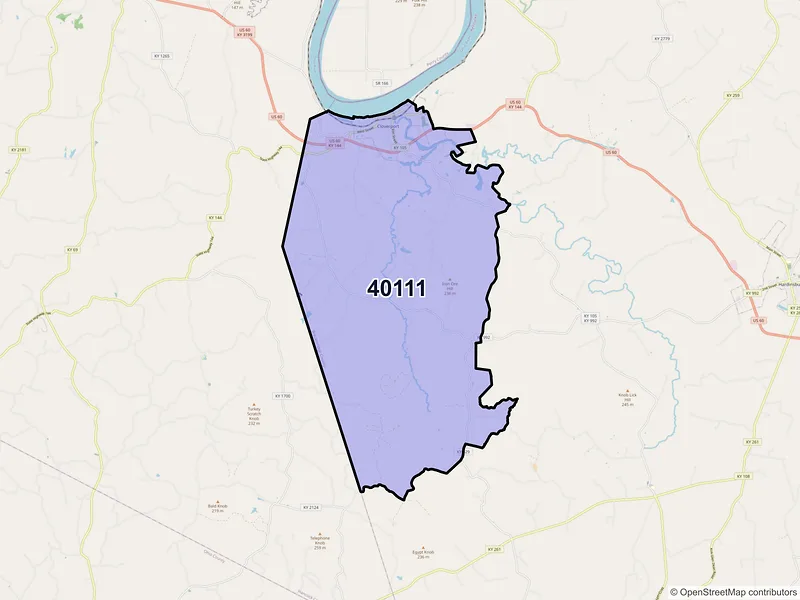 Map of Cloverport, Kentucky and ZIP codes