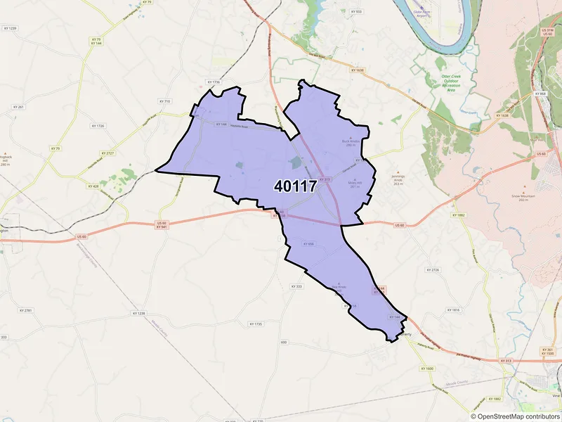 Map of Ekron, Kentucky and ZIP codes
