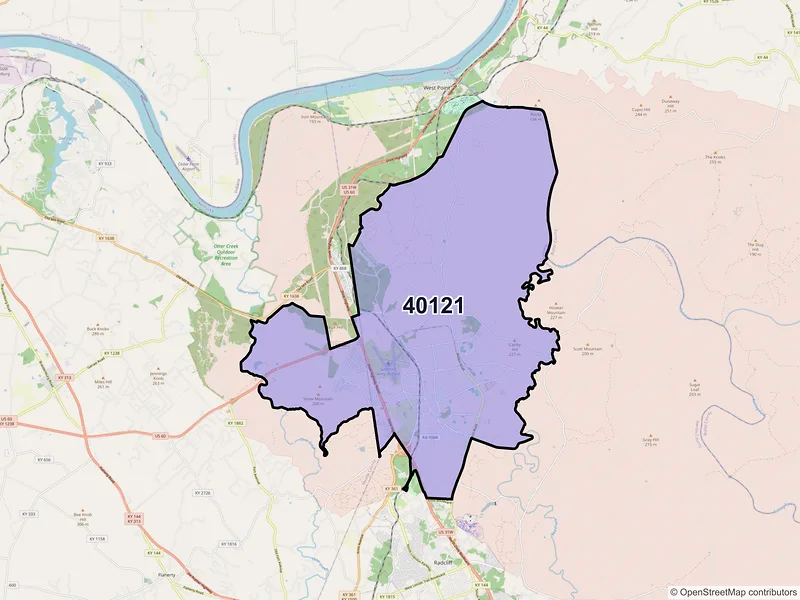 Map of ZIP Code 40121 — Fort Knox, KY