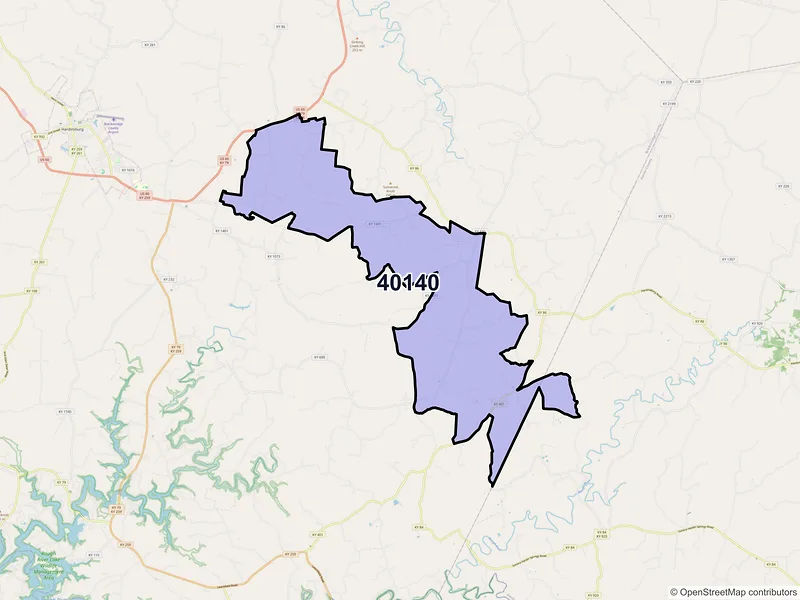 Map of ZIP Code 40140 — Garfield, KY