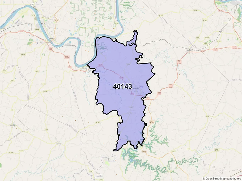 Map of Hardinsburg, Kentucky and ZIP codes