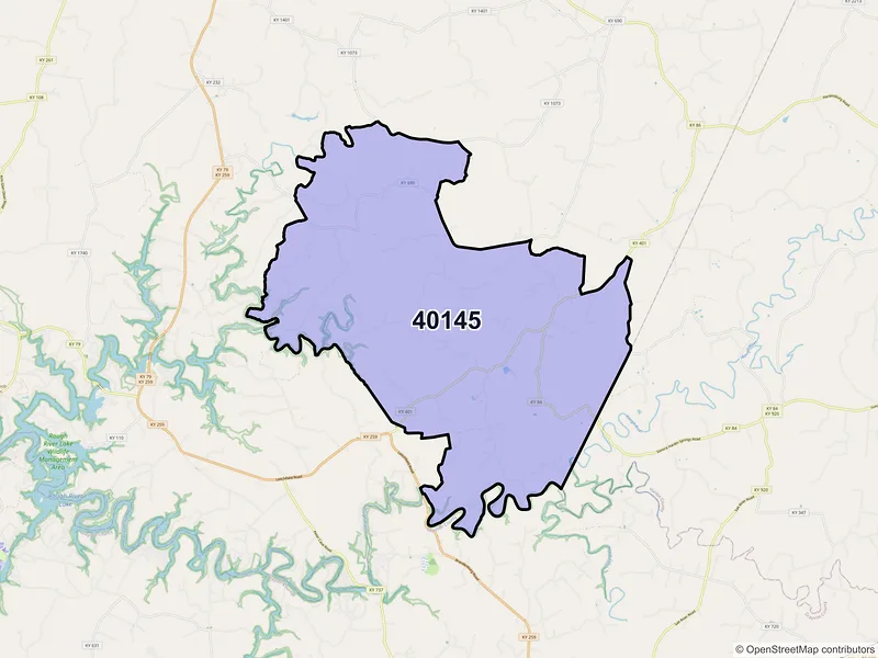 Map of ZIP Code 40145 — Hudson, KY