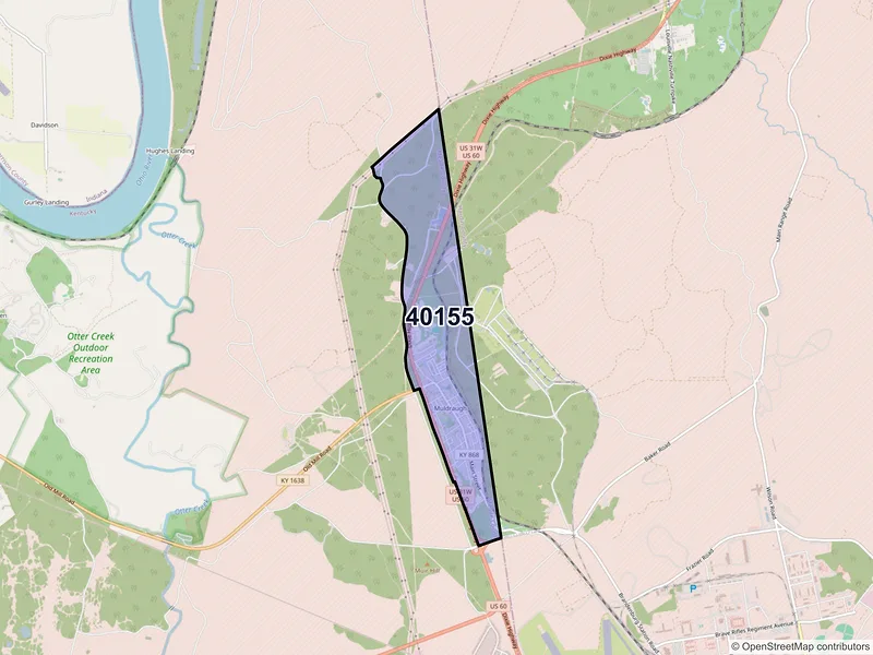 Map of ZIP Code 40155 — Muldraugh, KY