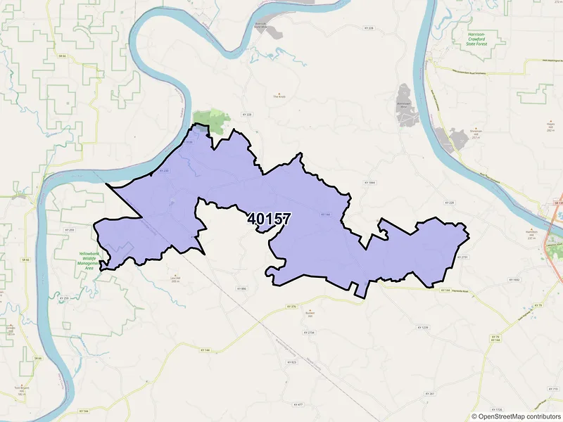 Map of Payneville, Kentucky and ZIP codes