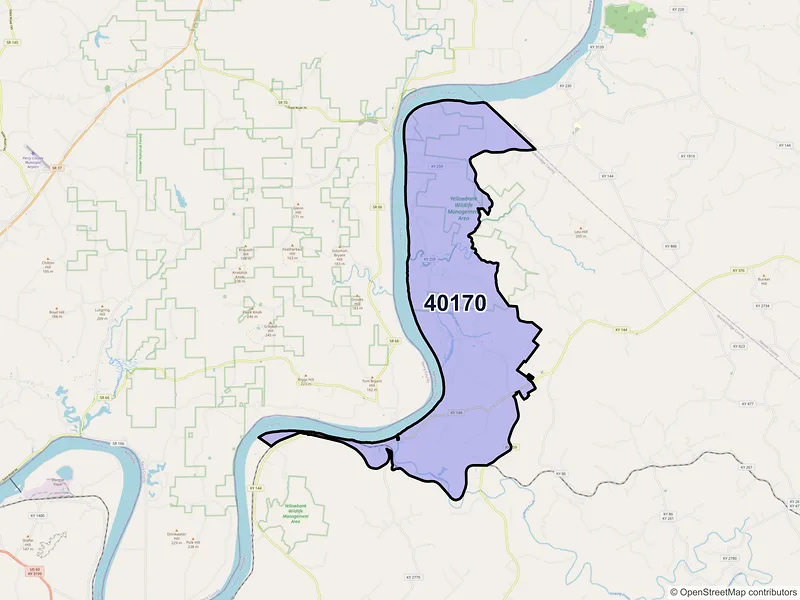 Map of ZIP Code 40170 — Stephensport, KY