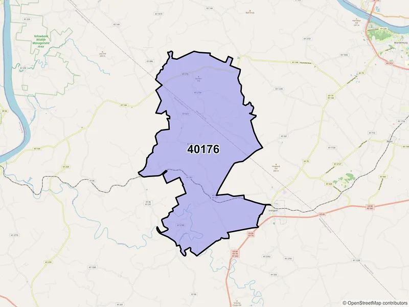 Map of ZIP Code 40176 — Webster, KY