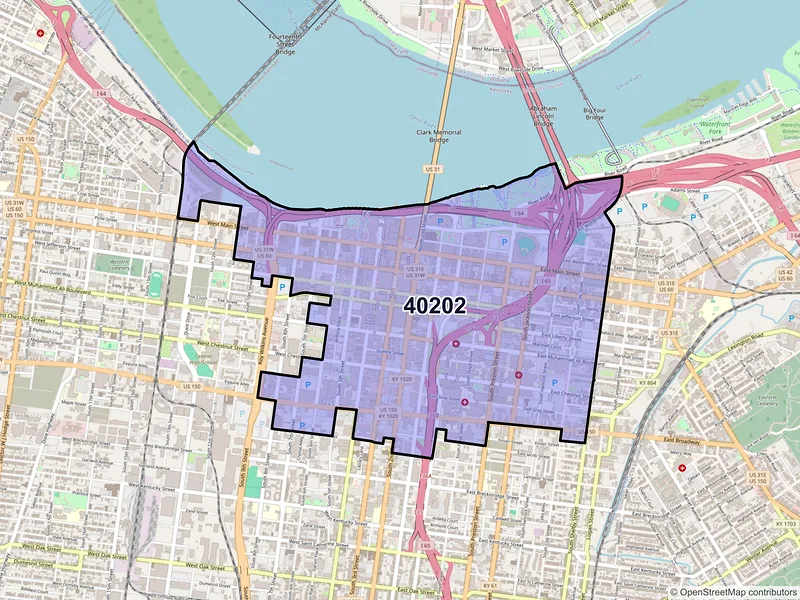 Map of ZIP Code 40202 — Louisville, KY