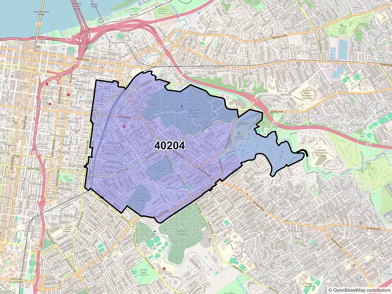 Map of ZIP Code 40204 — Louisville, KY