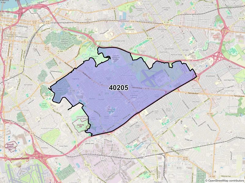 Map of ZIP Code 40205 — Louisville, KY
