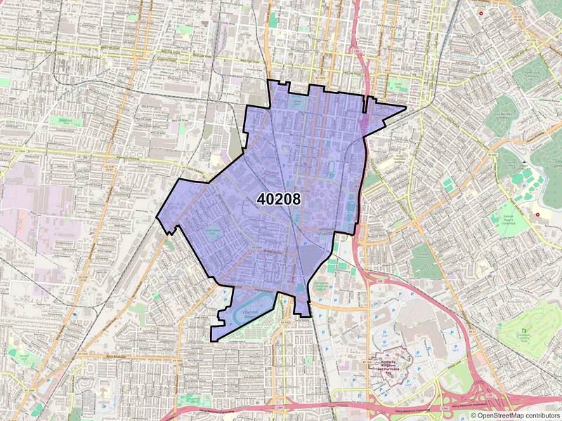 Map of ZIP Code 40208 — Louisville, KY