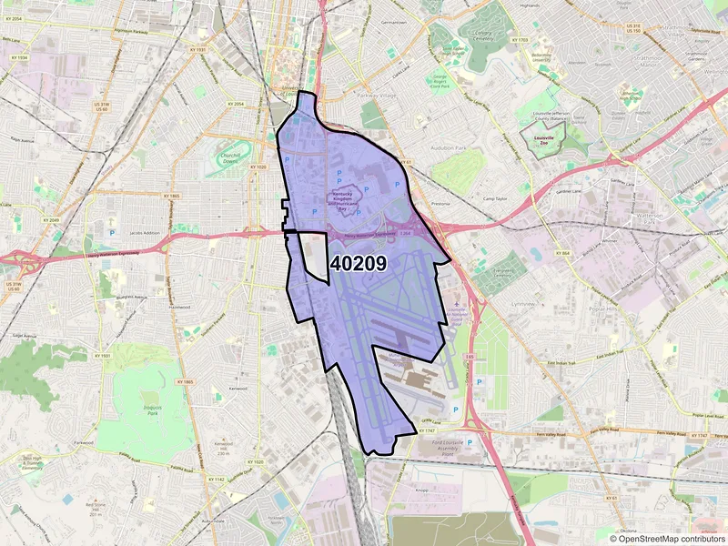 Map of ZIP Code 40209 — Louisville, KY