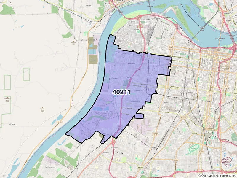 Map of ZIP Code 40211 — Louisville, KY