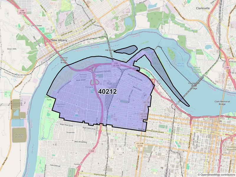 Map of ZIP Code 40212 — Louisville, KY