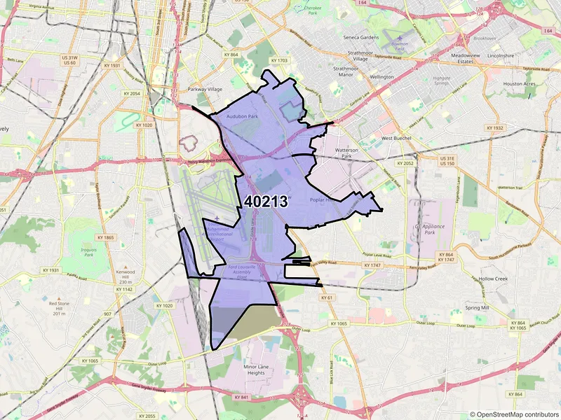 Map of ZIP Code 40213 — Louisville, KY