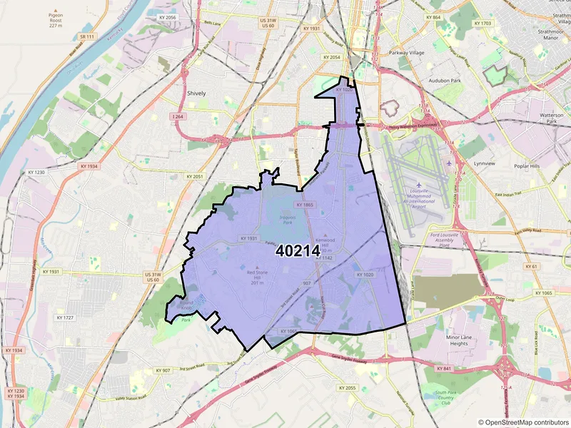 Map of ZIP Code 40214 — Louisville, KY
