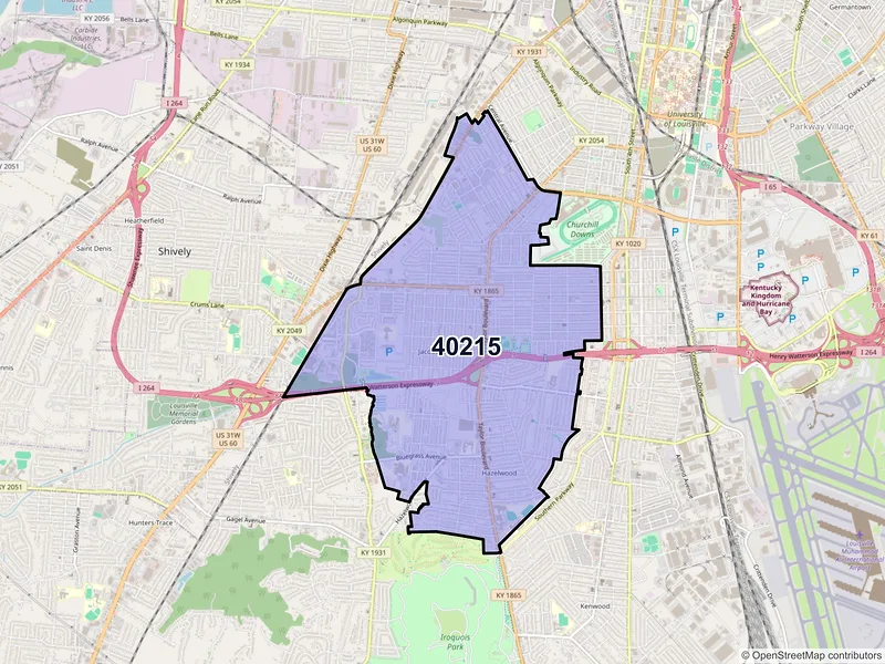 Map of ZIP Code 40215 — Louisville, KY