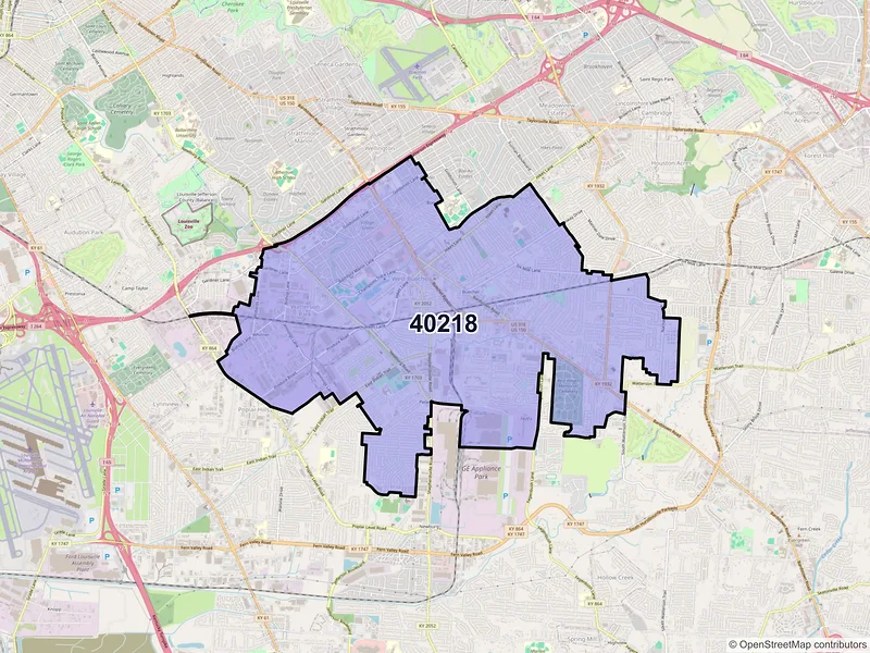 Map of ZIP Code 40218 — Louisville, KY