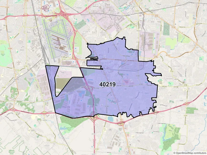 Map of ZIP Code 40219 — Louisville, KY