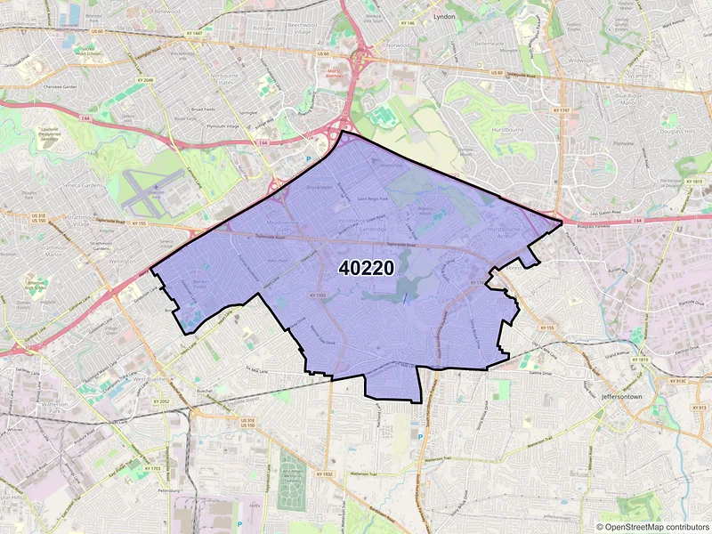 Map of ZIP Code 40220 — Louisville, KY