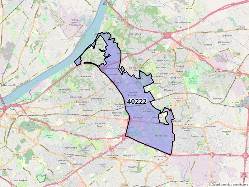 Map of ZIP Code 40222 — Louisville, KY