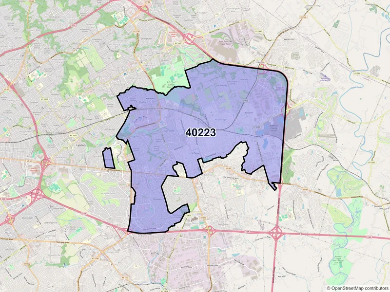 Map of ZIP Code 40223 — Louisville, KY
