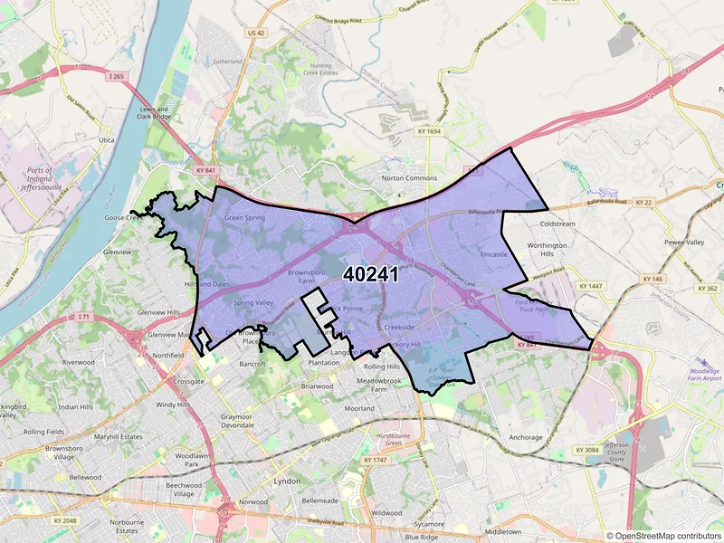 Map of ZIP Code 40241 — Louisville, KY