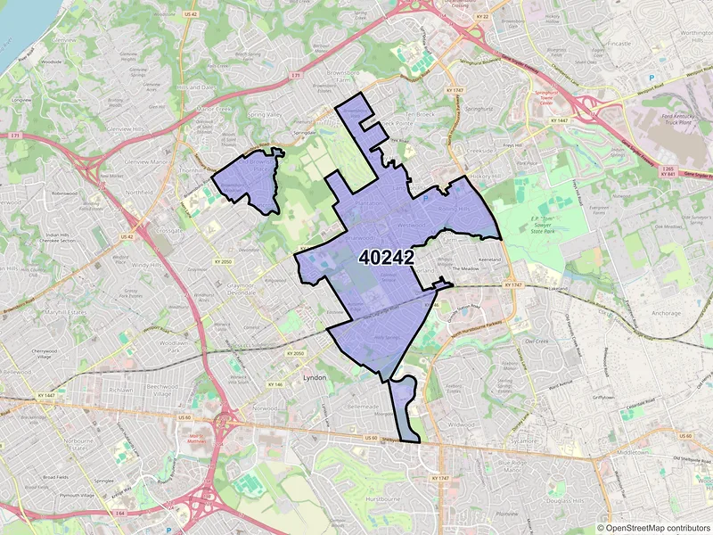 Map of ZIP Code 40242 — Louisville, KY