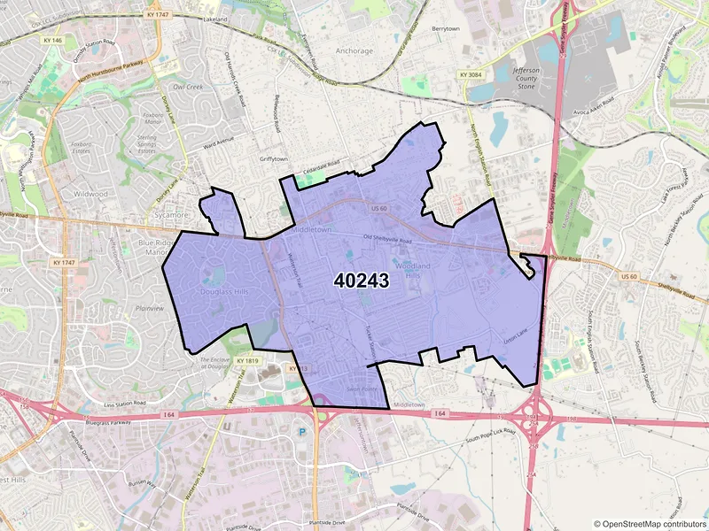 Map of ZIP Code 40243 — Louisville, KY