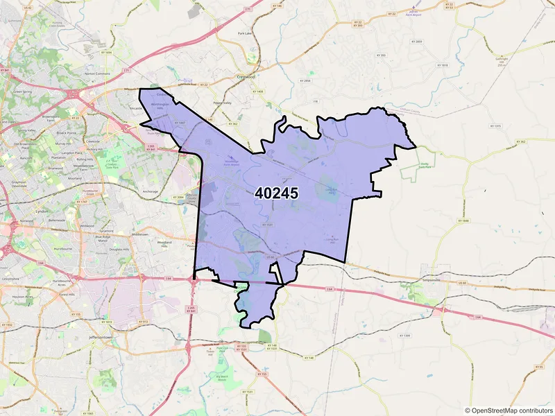 Map of ZIP Code 40245 — Louisville, KY