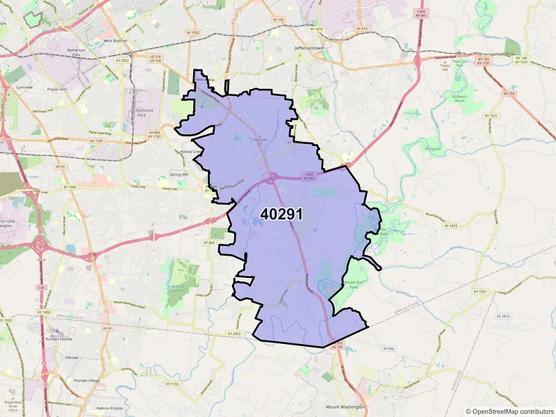 Map of ZIP Code 40291 — Louisville, KY
