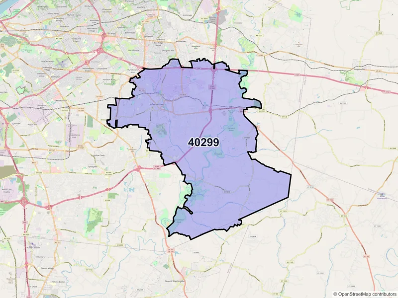 Map of ZIP Code 40299 — Louisville, KY