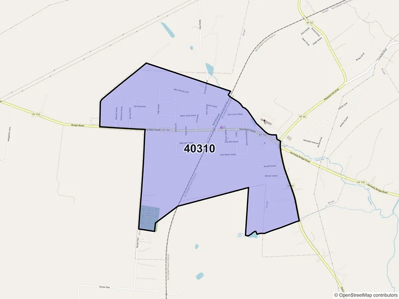 Map of Burgin, Kentucky and ZIP codes